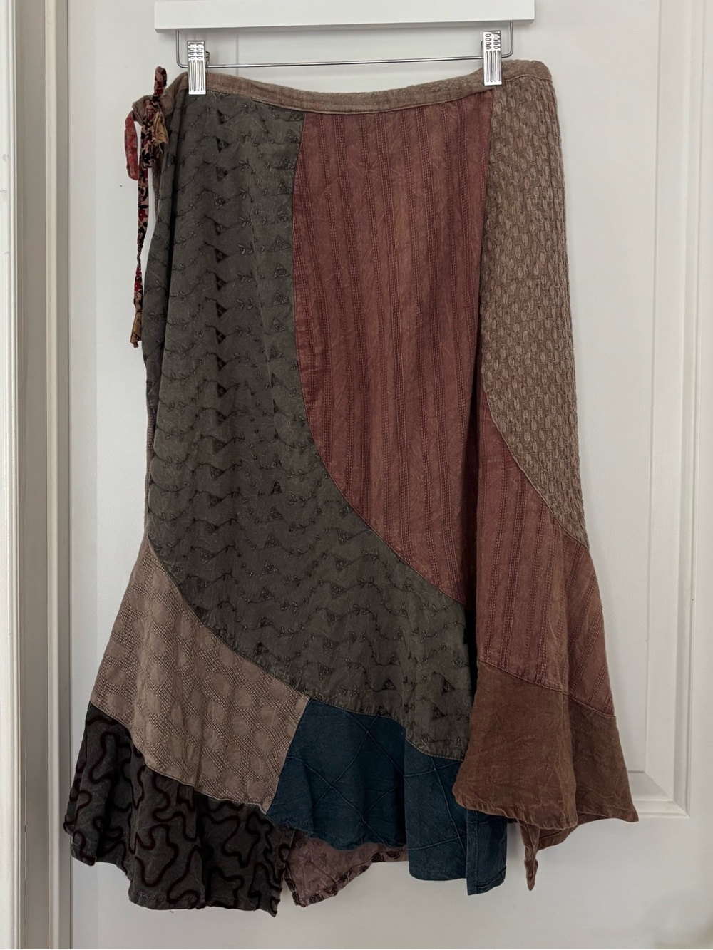 Sacred Threads patchwork skirt XL 100% cotton midi